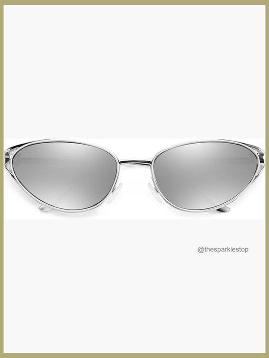 Metal Frame Oval Cat Eye Sunglasses, Retro 90s Style, UV400 Protection main image 6
